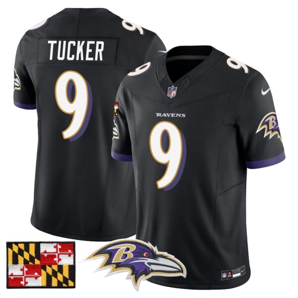 Baltimore Ravens 2024 Maryland Flag Vapor Limited Jersey – All Stitched – Black – Justin Tucker Jersey