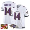 Baltimore Ravens 2024 Maryland Flag Vapor Limited Jersey – All Stitched – White – Kyle Hamilton Jersey