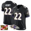 Baltimore Ravens 2024 Maryland Flag Vapor Limited Jersey – All Stitched – Black – Derrick Henry Jersey