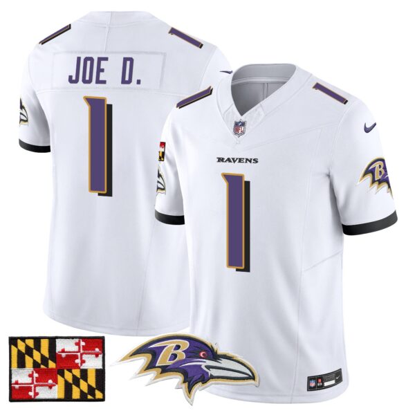 Baltimore Ravens 2024 Maryland Flag Vapor Limited Jersey – All Stitched – White – Joe D Jersey