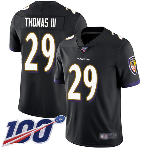 Nike Ravens #29 Earl Thomas III Black Alternate Men’s Stitched NFL 100th Season Vapor Limited Jersey