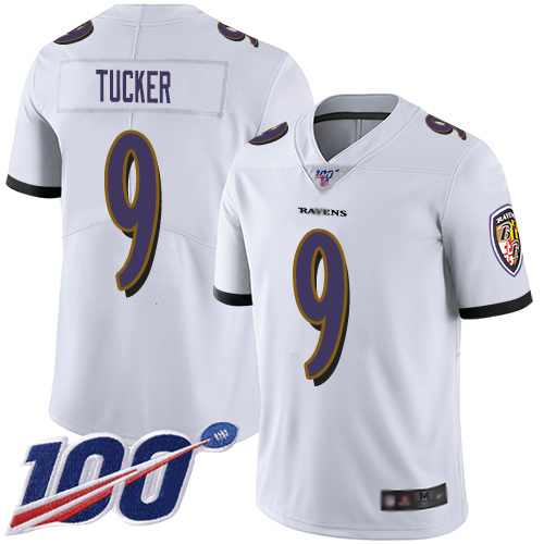Nike Ravens #9 Justin Tucker White Men’s Stitched NFL 100th Season Vapor Limited Jersey