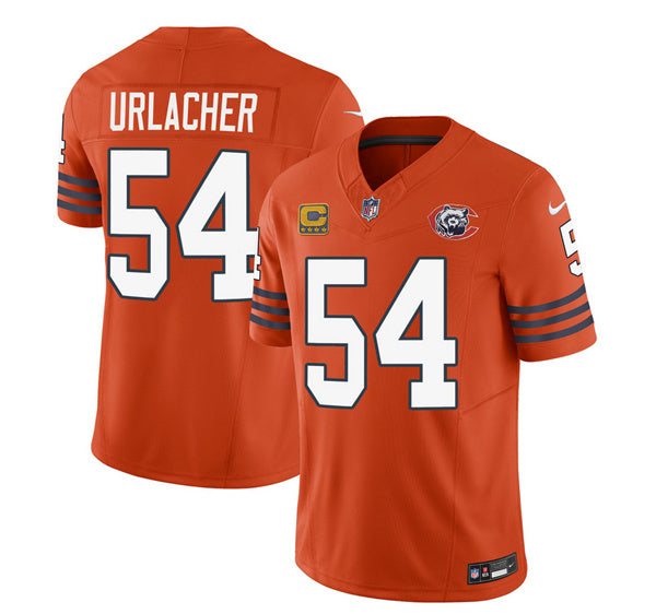Chicago Bears #54 Brian Urlacher Orange 2023 FUSE With 4-Star C Patchthrowback Limited Football Stitched Game Jersey