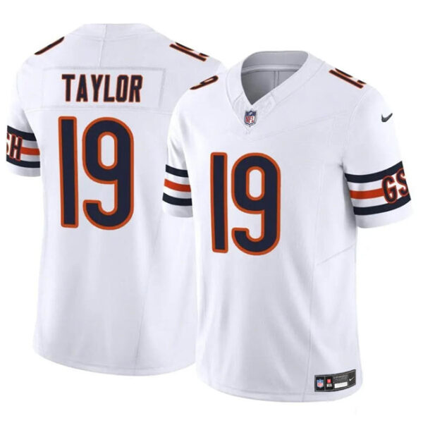 Chicago Bears #19 Tory Taylor White 2023 FUSE Vapor Stitched Football Jersey 1