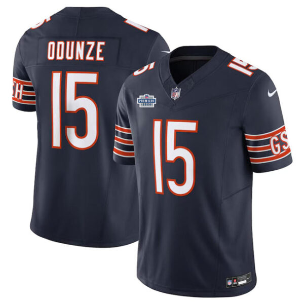 Chicago Bears #15 Rome Odunze Navy 2024 With Draft Patch FUSE Vapor Stitched Jersey