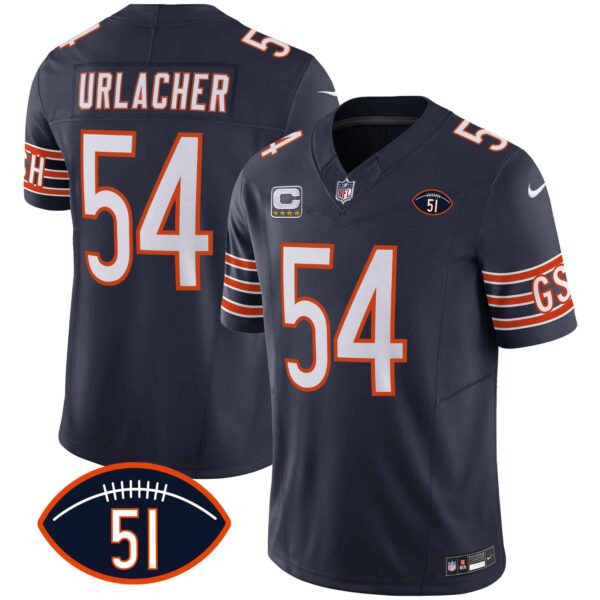 Men’s Bears Dick Butkus Patch GSH Vapor Jersey – All Stitched – Navy – Brian Urlacher