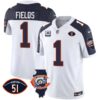 Men’s Bears Throwback Illinois Patch Vapor Jersey – All Stitched – Inverted – Justin Fields