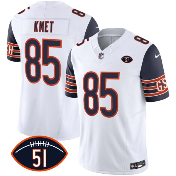 Men’s Bears Dick Butkus Patch GSH Vapor Jersey – All Stitched – Navy Sleeves – Cole Kmet