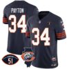 Men’s Bears Throwback Illinois Patch Vapor Jersey – All Stitched – Navy – Walter Payton