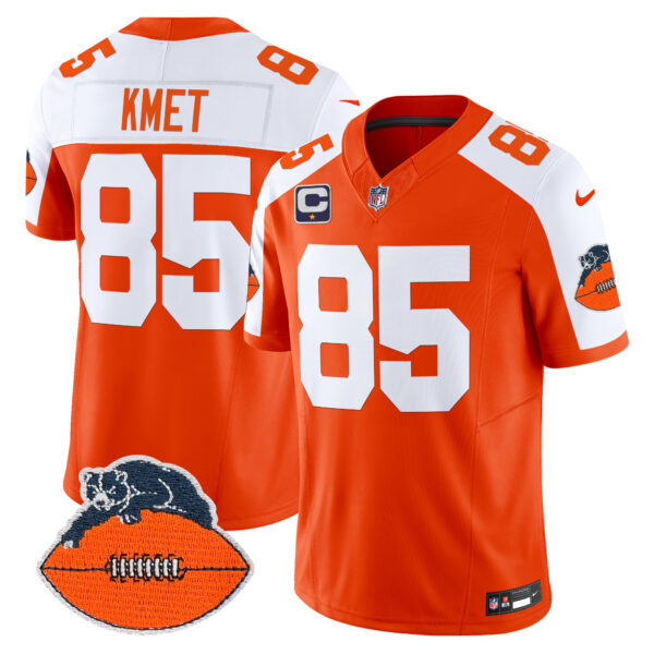 Men’s Chicago Bears Throwback Vapor Limited Jersey – All Stitched – Orange Alternate – Cole Kmet