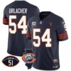 Men’s Bears Throwback Illinois Patch Vapor Jersey – All Stitched – Navy – Brian Urlacher