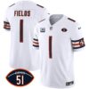 Men’s Bears Dick Butkus Patch GSH Vapor Jersey – All Stitched – White – Justin Fields
