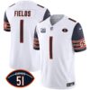 Men’s Bears Dick Butkus Patch GSH Vapor Jersey – All Stitched – Navy Sleeves – Justin Fields