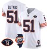 Men’s Bears Throwback Illinois Patch Vapor Jersey – All Stitched – White – Dick Butkus