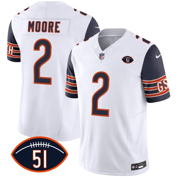 Men’s Bears Dick Butkus Patch GSH Vapor Jersey – All Stitched – Navy Sleeves – D.J. Moore