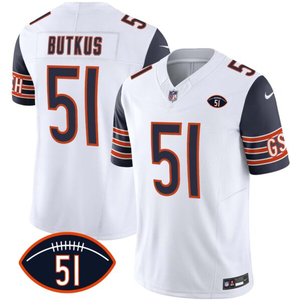 Men’s Bears Dick Butkus Patch GSH Vapor Jersey – All Stitched – Navy Sleeves – Dick Butkus