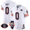 Men’s Bears Throwback Illinois Patch Vapor Jersey – All Stitched – White – D’Andre Swift