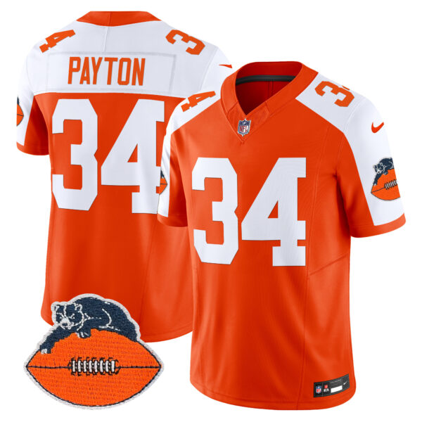 Men’s Chicago Bears Throwback Vapor Limited Jersey – All Stitched – Orange Alternate – Walter Payton