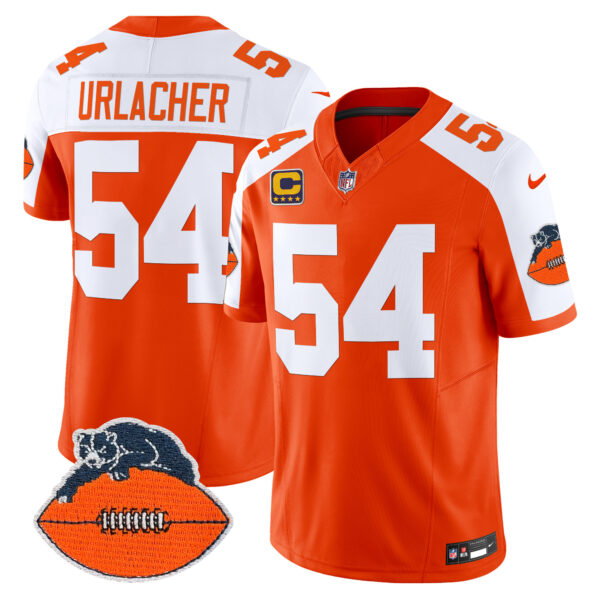 Men’s Chicago Bears Throwback Vapor Limited Jersey – All Stitched – Orange Alternate – Brian Urlacher
