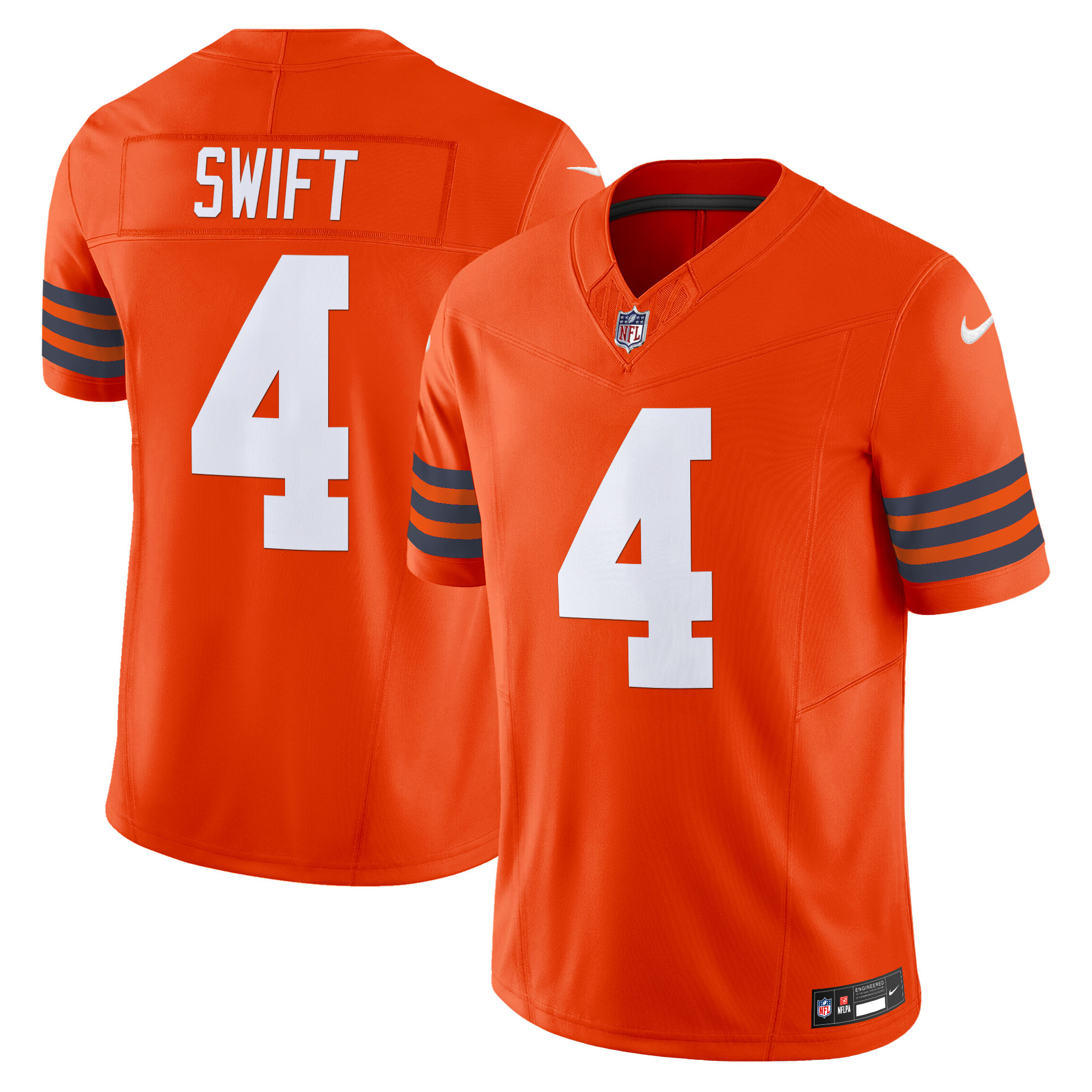 Men’s Chicago Bears Throwback Vapor Limited Jersey – All Stitched – Orange – D’Andre Swift