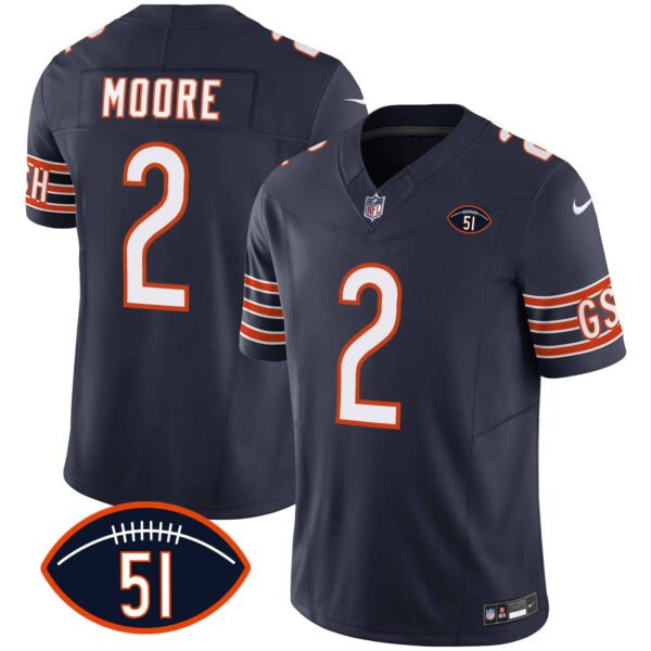 Men’s Bears Dick Butkus Patch GSH Vapor Jersey – All Stitched – Navy – D.J. Moore