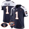 Men’s Bears Throwback Illinois Patch Vapor Jersey – All Stitched – Navy Alternate – Justin Fields