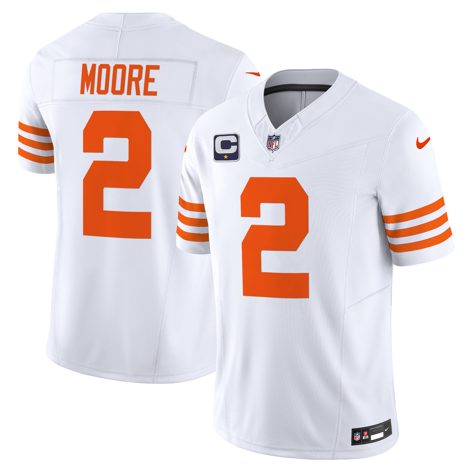 Men’s Chicago Bears Throwback Vapor Limited Jersey – All Stitched – White – D.J. Moore
