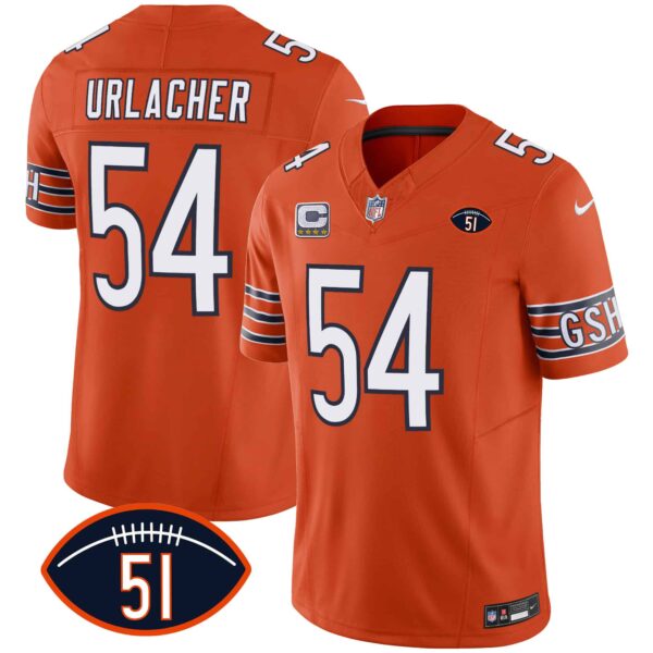 Men’s Bears Dick Butkus Patch GSH Vapor Jersey – All Stitched – Orange – Brian Urlacher