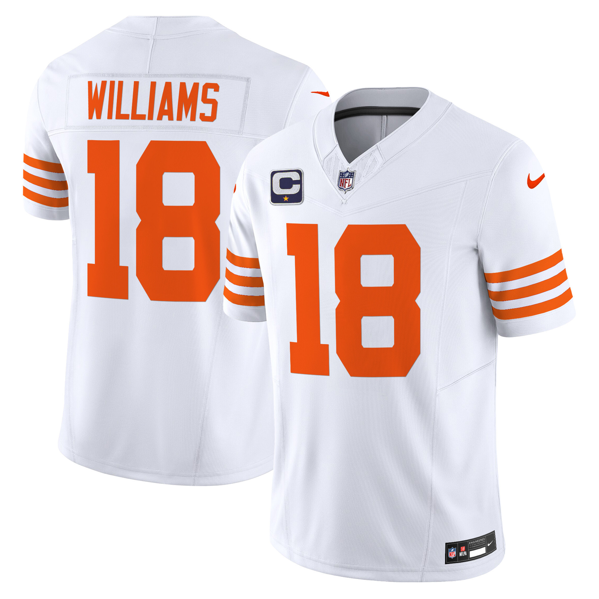 Men’s Chicago Bears Throwback Vapor Limited Jersey – All Stitched – White – Caleb Williams