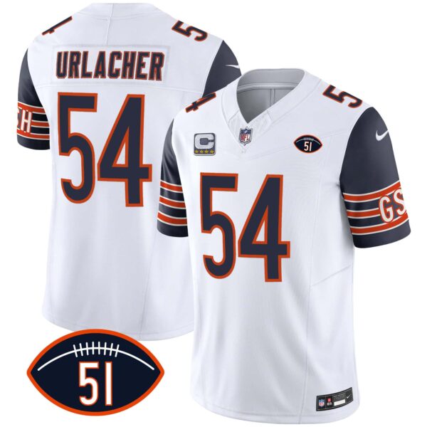 Men’s Bears Dick Butkus Patch GSH Vapor Jersey – All Stitched – Navy Sleeves – Brian Urlacher
