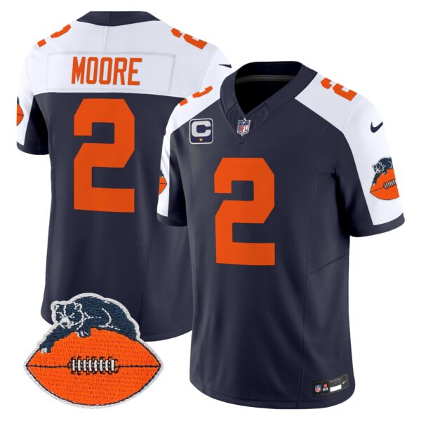 Men’s Chicago Bears Throwback Vapor Limited Jersey – All Stitched – Navy Alternate – D.J. Moore