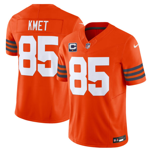 Men’s Chicago Bears Throwback Vapor Limited Jersey – All Stitched – Orange – Cole Kmet