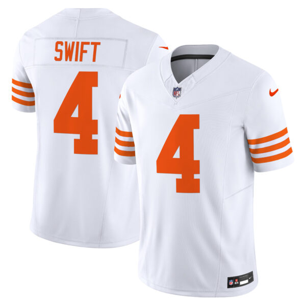 Men’s Chicago Bears Throwback Vapor Limited Jersey – All Stitched – White – D’Andre Swift