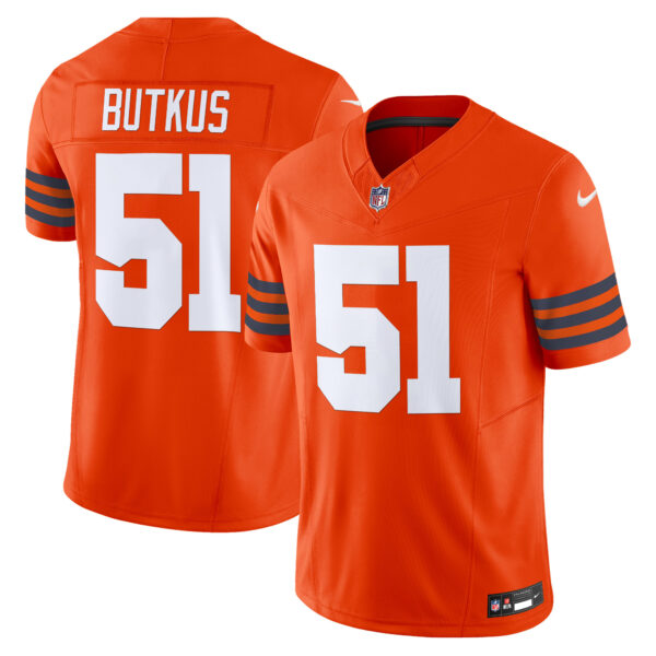 Men’s Chicago Bears Throwback Vapor Limited Jersey – All Stitched – Orange – Dick Butkus