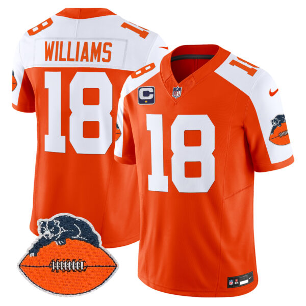 Men’s Chicago Bears Throwback Vapor Limited Jersey – All Stitched – Orange Alternate – Caleb Williams