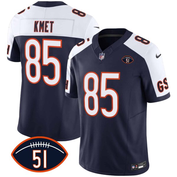 Men’s Bears Dick Butkus Patch GSH Vapor Jersey – All Stitched – Alternate – Cole Kmet