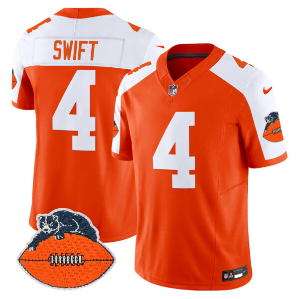 Men’s Chicago Bears Throwback Vapor Limited Jersey – All Stitched – Orange Alternate – D’Andre Swift