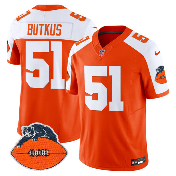 Men’s Chicago Bears Throwback Vapor Limited Jersey – All Stitched – Orange Alternate – Dick Butkus