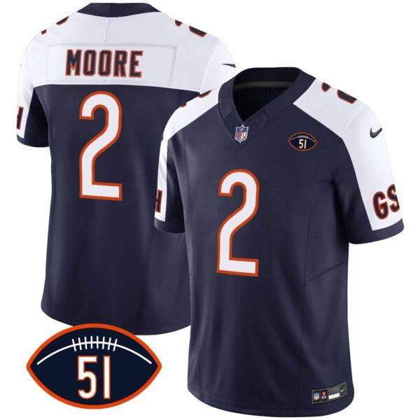 Men’s Bears Dick Butkus Patch GSH Vapor Jersey – All Stitched – Alternate – D.J. Moore