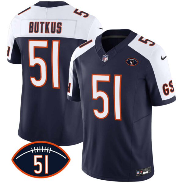 Men’s Bears Dick Butkus Patch GSH Vapor Jersey – All Stitched – Alternate – Dick Butkus
