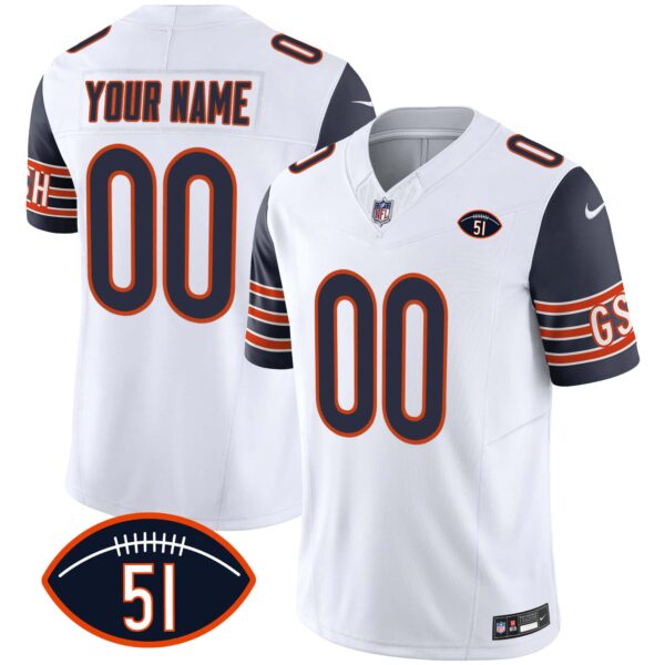 Bears Dick Butkus Patch GSH Vapor Custom Jersey – All Stitched – Youth – Navy Sleeves