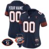 Bears Throwback Illinois Patch Vapor Custom Jersey – All Stitched – Women – Navy