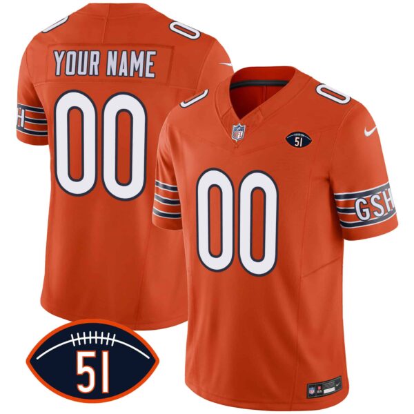 Bears Dick Butkus Patch GSH Vapor Custom Jersey – All Stitched – Men – Orange