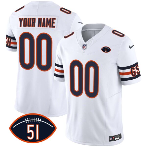Bears Dick Butkus Patch GSH Vapor Custom Jersey – All Stitched – Men – White