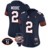 Women’s Bears Throwback Illinois Patch Vapor Jersey – All Stitched – Navy – D.J. Moore