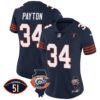 Women’s Bears Throwback Illinois Patch Vapor Jersey – All Stitched – Navy – Walter Payton