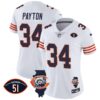 Women’s Bears Throwback Illinois Patch Vapor Jersey – All Stitched – White – Walter Payton