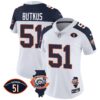 Women’s Bears Throwback Illinois Patch Vapor Jersey – All Stitched – Inverted – Dick Butkus