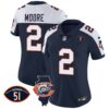 Women’s Bears Throwback Illinois Patch Vapor Jersey – All Stitched – Navy Alternate – D.J. Moore
