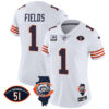 Women’s Bears Throwback Illinois Patch Vapor Jersey – All Stitched – White – Justin Fields